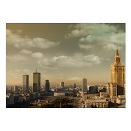 Plakat Panorama Warszawy w pochmurny dzień
