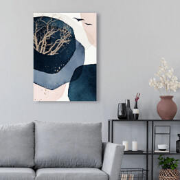 Obraz na płótnie Horyzont w błękicie - geometryczna abstrakcja w akwareli