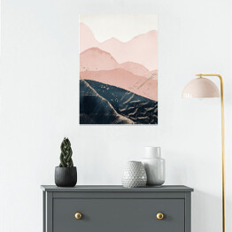 Plakat Krajobraz górski w akwareli. Abstrakcja w barwach pastelowych i niebieskich
