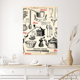 Plakat samoprzylepny Gotowanie - ilustracja w stylu vintage