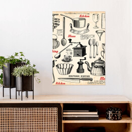 Plakat samoprzylepny Gotowanie - ilustracja w stylu vintage
