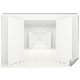 Fototapeta Korytarz z otwartymi jasnymi drzwiami 3D
