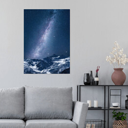 Plakat samoprzylepny Droga Mleczna nocą nad górami