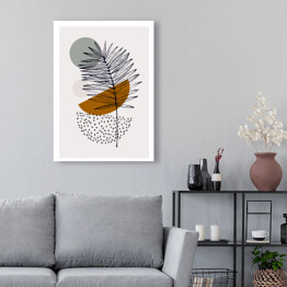 Obraz na płótnie Szkic liścia palmy na tle kompozycji z figur geometrycznych