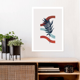 Plakat Abstrakcja tropikalna plaża z liściem palmy. Kompozycja geometryczna boho