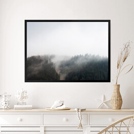 Obraz w ramie Mroczna mgła nad lasem w Decollatura