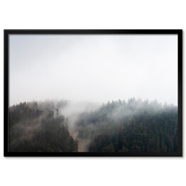 Plakat w ramie Mroczna mgła nad lasem w Decollatura