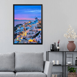 Obraz w ramie Domy na zboczu w Santorini