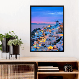 Obraz w ramie Domy na zboczu w Santorini