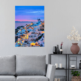 Plakat samoprzylepny Domy na zboczu w Santorini