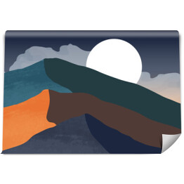 Fototapeta winylowa zmywalna Górski kolorowy krajobraz z księżycem - rysunek 3D