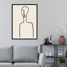 Abstrakcyjny minimalistyczny portret rysowany jedną linią
