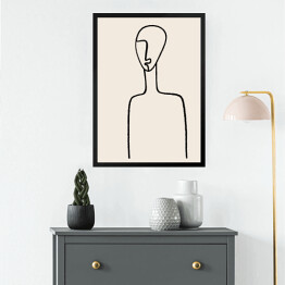 Obraz w ramie Abstrakcyjny minimalistyczny portret rysowany jedną linią