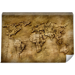 Fototapeta winylowa zmywalna Mapa świata z czworokątów z efektem 3D