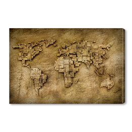 Obraz na płótnie Mapa świata z czworokątów z efektem 3D
