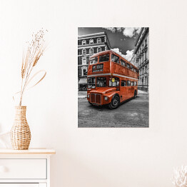 Plakat samoprzylepny Autobus piętrowy - ilustracja w stylu vintage