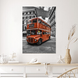 Plakat samoprzylepny Autobus piętrowy - ilustracja w stylu vintage