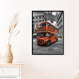 Plakat w ramie Autobus piętrowy - ilustracja w stylu vintage