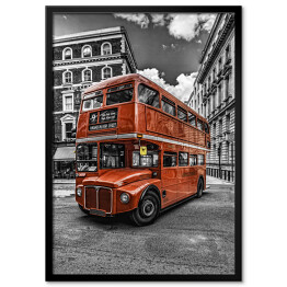 Plakat w ramie Autobus piętrowy - ilustracja w stylu vintage