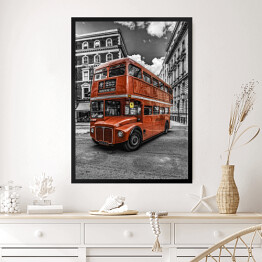 Obraz w ramie Autobus piętrowy - ilustracja w stylu vintage
