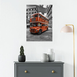 Plakat Autobus piętrowy - ilustracja w stylu vintage