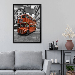 Obraz w ramie Autobus piętrowy - ilustracja w stylu vintage