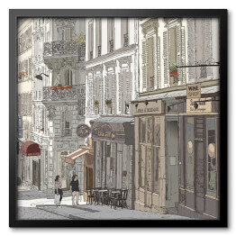 Obraz w ramie Ulica w Montmartre we Francji
