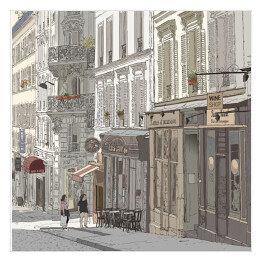 Plakat samoprzylepny Ulica w Montmartre we Francji