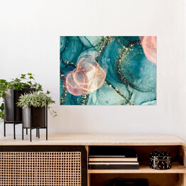 Plakat samoprzylepny Tusze alkoholowe w odcieniach różu, błękitu i zieleni