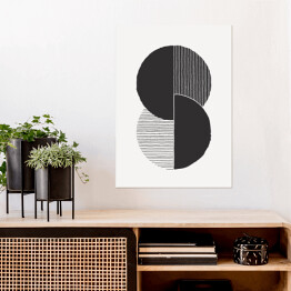 Plakat Abstrakcyjna sztuka tła w modnym stylu minimalistycznym. Wektor ręcznie rysowane ilustracji w monochromatycznych kolorach