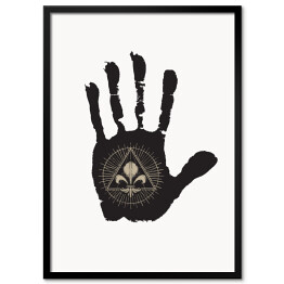Plakat w ramie Odcisk dłoni z mistycznym symbolem