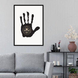 Plakat w ramie Odcisk dłoni z mistycznym symbolem