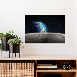 Plakat samoprzylepny Ziemia widziana z Księżyca na ciemnym tle