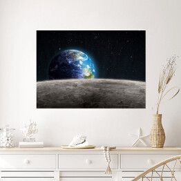 Plakat Ziemia widziana z Księżyca na ciemnym tle