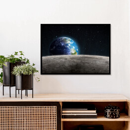 Plakat w ramie Ziemia widziana z Księżyca na ciemnym tle