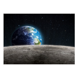 Plakat samoprzylepny Ziemia widziana z Księżyca na ciemnym tle