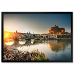 Plakat w ramie Przebłyski słońca nad Castel Sant'Angelo w Rzymie
