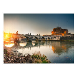 Plakat samoprzylepny Przebłyski słońca nad Castel Sant'Angelo w Rzymie