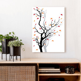 Obraz na płótnie Jesienne drzewo ze spadającymi liśćmi
