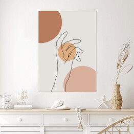 Plakat samoprzylepny Minimalistyczny rysunek dłoni z geometryczną kompozycją w tle 