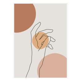 Plakat Minimalistyczny rysunek dłoni z geometryczną kompozycją w tle 