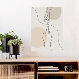 Plakat Dłonie z pastelową kompozycją geometryczną w tle - minimalistyczna ilustracja