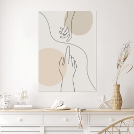 Plakat Dłonie z pastelową kompozycją geometryczną w tle - minimalistyczna ilustracja