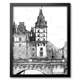 Obraz w ramie Szkic mostu w Paryżu