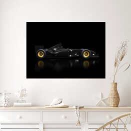Plakat Ciemny samochód Formuły 1 na czarnym tle