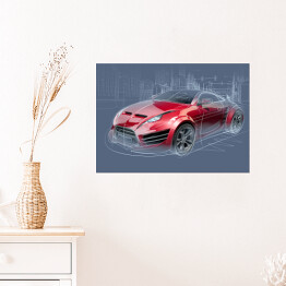 Plakat samoprzylepny Szkic samochodu sportowego