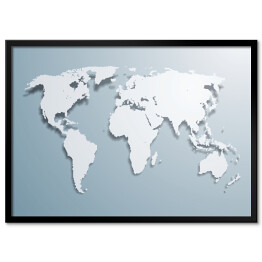 Plakat w ramie Mapa 3d błękitno biała