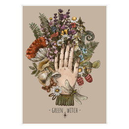Plakat Dłoń z bukietem barwnych kwiatów