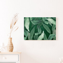 Obraz na płótnie Zielone akwarelowe liście w dżungli