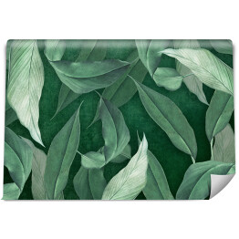 Fototapeta winylowa zmywalna Zielone akwarelowe liście w dżungli